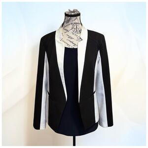 Alice + Trixie Black Ivory Colorblock Open Blazer Silk Lined Size M